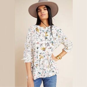 Anthropologie Ginevra Floral Lace Babydoll Blouse Size Small